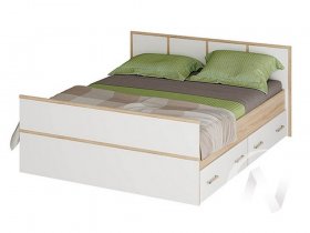 Двуспальная кровать 1,4м Сакура (дуб сонома/белый) в Золотинке - zolotinka.mebel-nsk.ru | фото