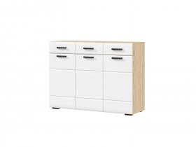 Комод 1200 КМ-01 Либерти (дуб сонома/белый глянец) в Золотинке - zolotinka.mebel-nsk.ru | фото