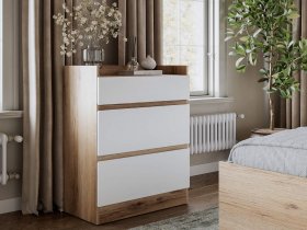 Комод 3 ящика Брауни (дуб делано/белый) в Золотинке - zolotinka.mebel-nsk.ru | фото