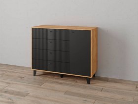 Комод «Катрин-13» ( дуб крафт золотой/карбон вулкан) в Золотинке - zolotinka.mebel-nsk.ru | фото