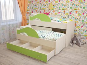 Кровать детская двухуровневая Радуга 80*160 в Золотинке - zolotinka.mebel-nsk.ru | фото