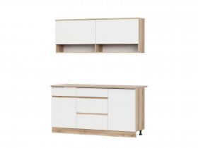Кухонный гарнитур 1,6м Брауни (дуб делано/белый) в Золотинке - zolotinka.mebel-nsk.ru | фото