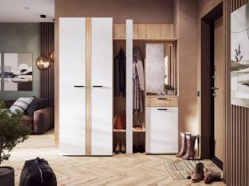 Модульная прихожая Санса (дуб сонома/белый) в Золотинке - zolotinka.mebel-nsk.ru | фото