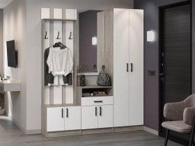 Модульная прихожая Вега (дуб крафт серый/белый) в Золотинке - zolotinka.mebel-nsk.ru | фото