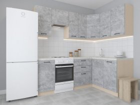 Модульная угловая кухня 1,4м*2,1м Лада (цемент) в Золотинке - zolotinka.mebel-nsk.ru | фото