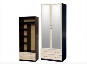 Шкаф двухстворчатый с ящиками с 2-мя зеркалами  (профиль МДФ) в Золотинке - zolotinka.mebel-nsk.ru | фото