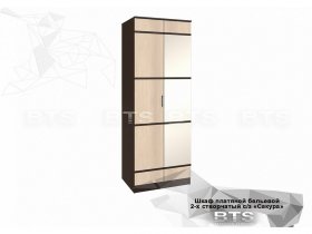 Шкаф двухстворчатый с зеркалом платяной-бельевой Сакура (BTS) в Золотинке - zolotinka.mebel-nsk.ru | фото