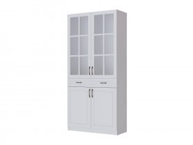 Шкаф-витрина Апполия гостиная (белый/белый дуб) в Золотинке - zolotinka.mebel-nsk.ru | фото