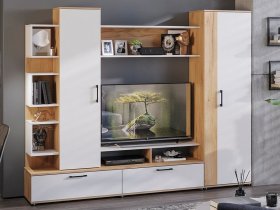 Стенка «Дакота» (дуб крафт золотой/белый ясень) в Золотинке - zolotinka.mebel-nsk.ru | фото