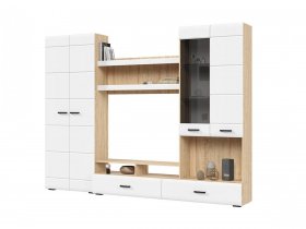 Стенка ГС-01 Либерти (дуб сонома/белый глянец) в Золотинке - zolotinka.mebel-nsk.ru | фото