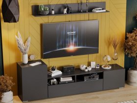 Стенка «Сильвия» (графит серый) в Золотинке - zolotinka.mebel-nsk.ru | фото