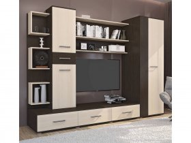 Стенка Верона (дуб венге/дуб молочный) в Золотинке - zolotinka.mebel-nsk.ru | фото